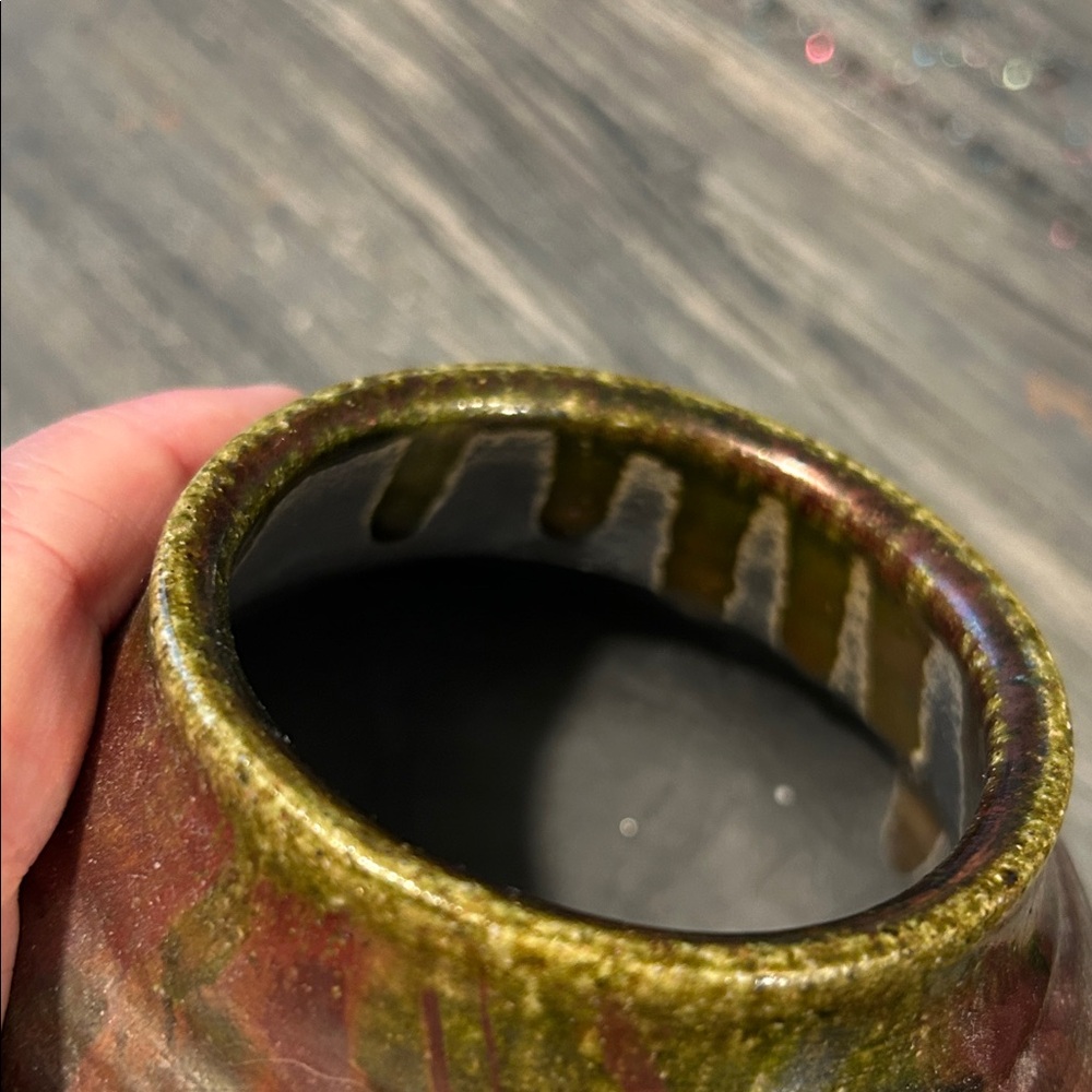 Handcrafted Iridescent Raku Pottery Vase - Multicolor - Picture 7 of 14